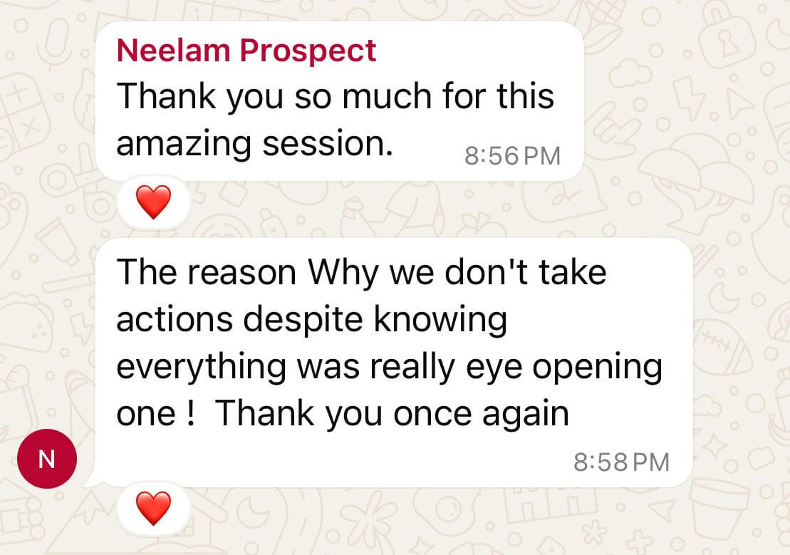 Client WhatsApp testimonial