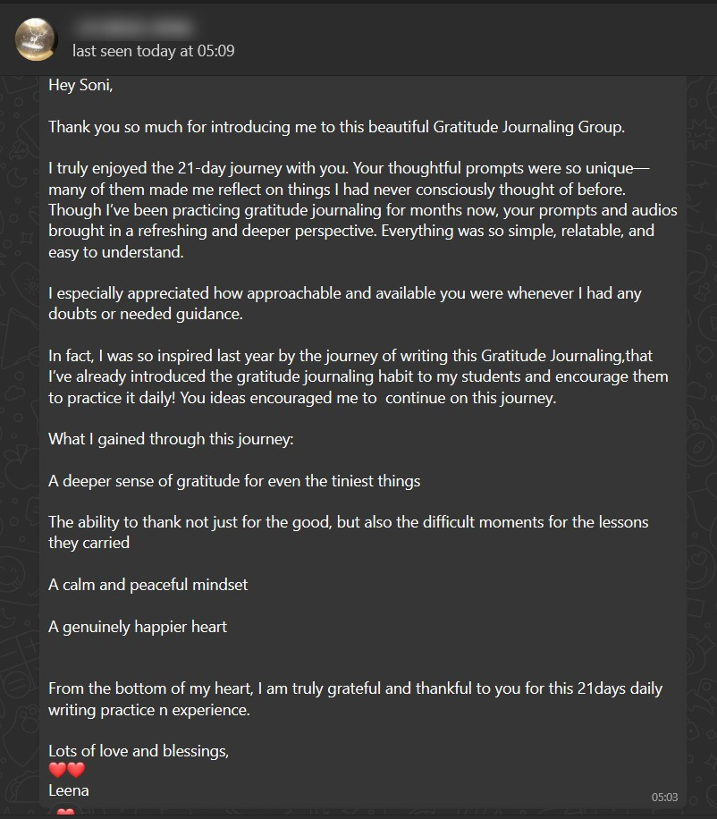 Client WhatsApp testimonial